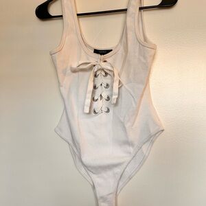 White Lace-Up Kids One Piece